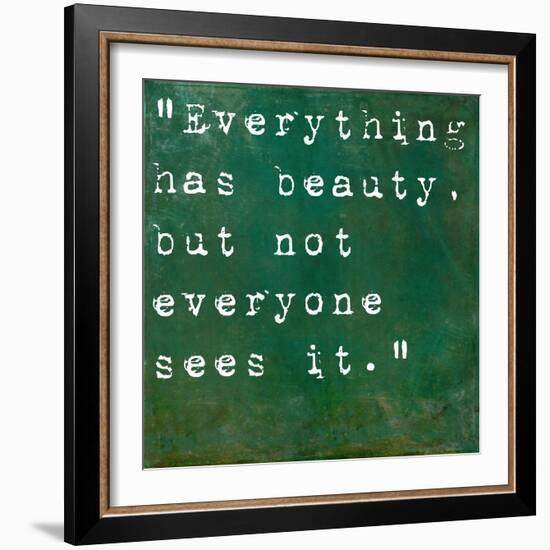 Inspirational Quote By Confucius On Earthy Green Background-nagib-Framed Art Print