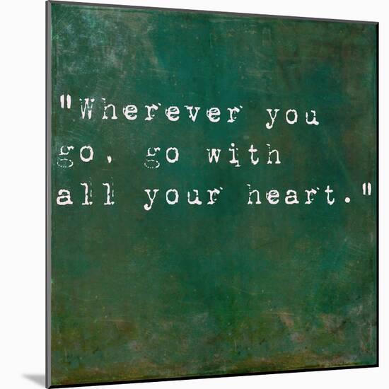 Inspirational Quote By Confucius On Earthy Green Background-nagib-Mounted Art Print