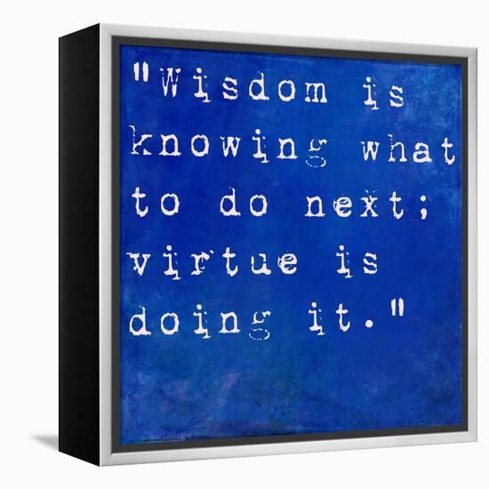 Inspirational Quote By David Star Jordan On Earthy Blue Background-nagib-Framed Stretched Canvas