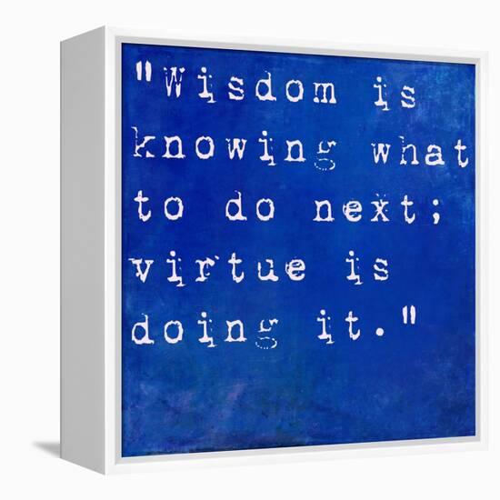 Inspirational Quote By David Star Jordan On Earthy Blue Background-nagib-Framed Stretched Canvas