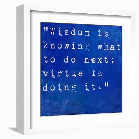 Inspirational Quote By David Star Jordan On Earthy Blue Background-nagib-Framed Art Print