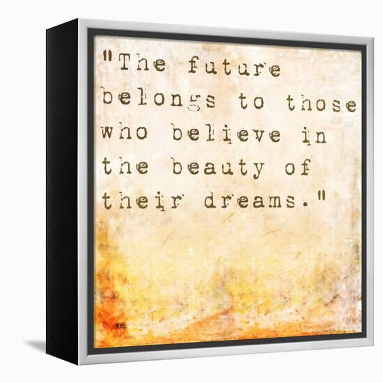 Inspirational Quote By Eleanor Roosevelt On Earthy Background-nagib-Framed Stretched Canvas