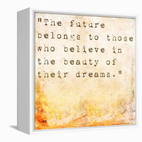 Inspirational Quote By Eleanor Roosevelt On Earthy Background-nagib-Framed Stretched Canvas