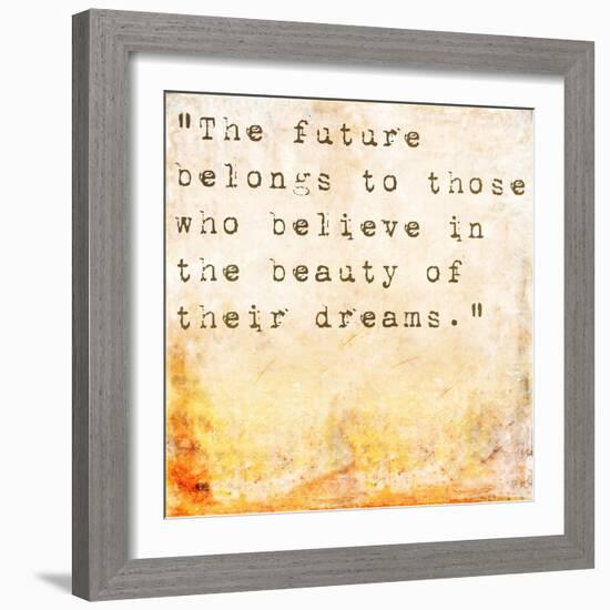 Inspirational Quote By Eleanor Roosevelt On Earthy Background-nagib-Framed Art Print