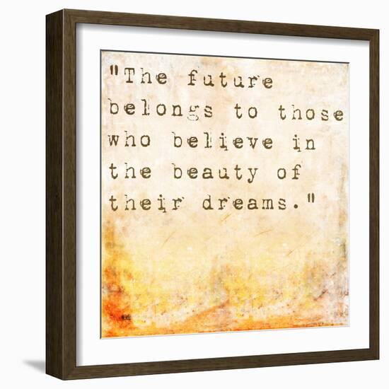 Inspirational Quote By Eleanor Roosevelt On Earthy Background-nagib-Framed Art Print