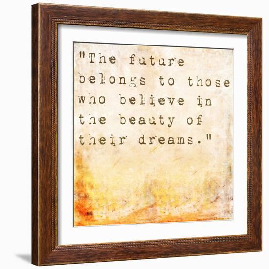 Inspirational Quote By Eleanor Roosevelt On Earthy Background-nagib-Framed Art Print