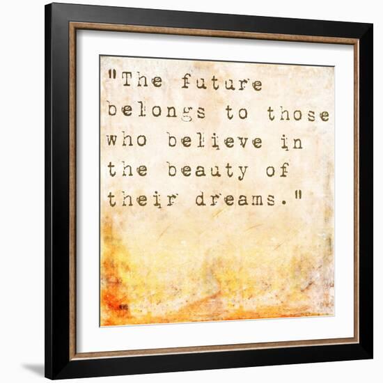 Inspirational Quote By Eleanor Roosevelt On Earthy Background-nagib-Framed Art Print