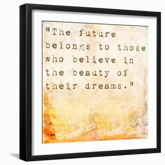 Inspirational Quote By Eleanor Roosevelt On Earthy Background-nagib-Framed Art Print