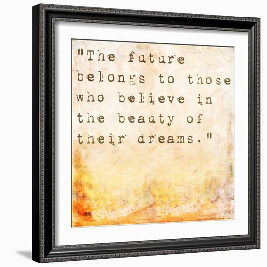 Inspirational Quote By Eleanor Roosevelt On Earthy Background-nagib-Framed Art Print