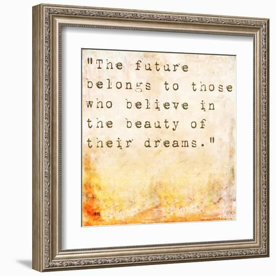 Inspirational Quote By Eleanor Roosevelt On Earthy Background-nagib-Framed Art Print