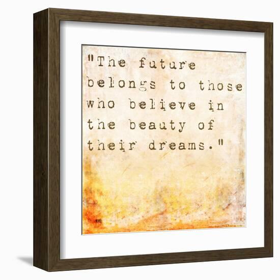 Inspirational Quote By Eleanor Roosevelt On Earthy Background-nagib-Framed Art Print