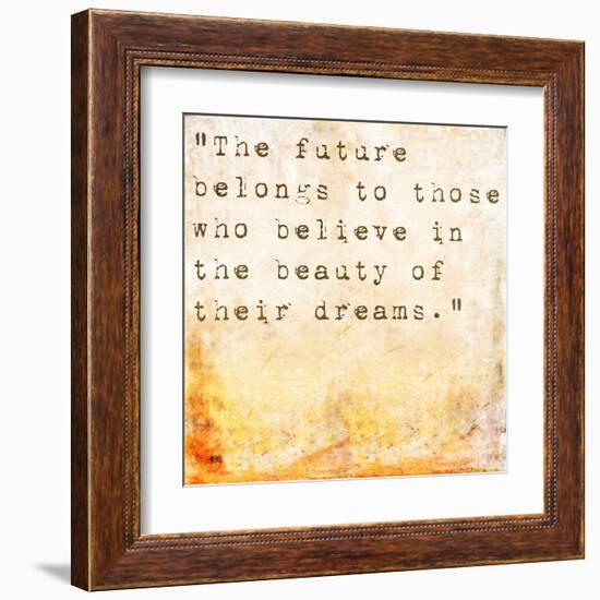 Inspirational Quote By Eleanor Roosevelt On Earthy Background-nagib-Framed Art Print