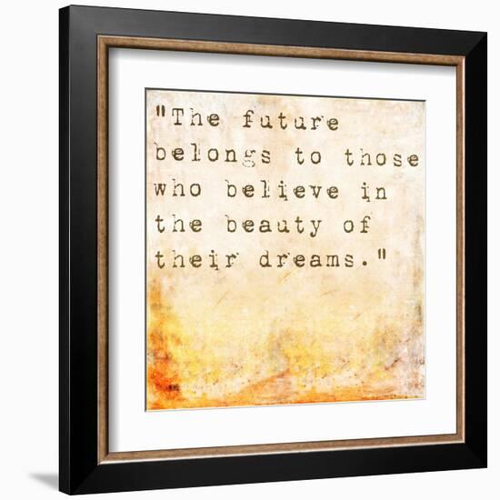 Inspirational Quote By Eleanor Roosevelt On Earthy Background-nagib-Framed Art Print