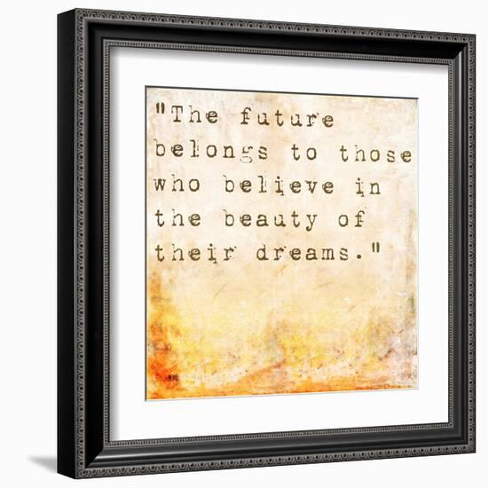 Inspirational Quote By Eleanor Roosevelt On Earthy Background-nagib-Framed Art Print