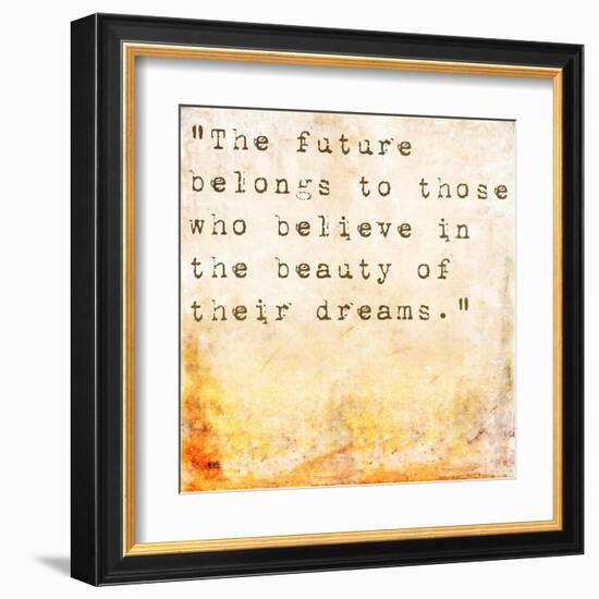 Inspirational Quote By Eleanor Roosevelt On Earthy Background-nagib-Framed Art Print