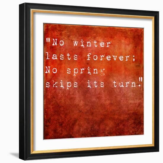 Inspirational Quote By Hal Borland On Earthy Red Background-nagib-Framed Art Print