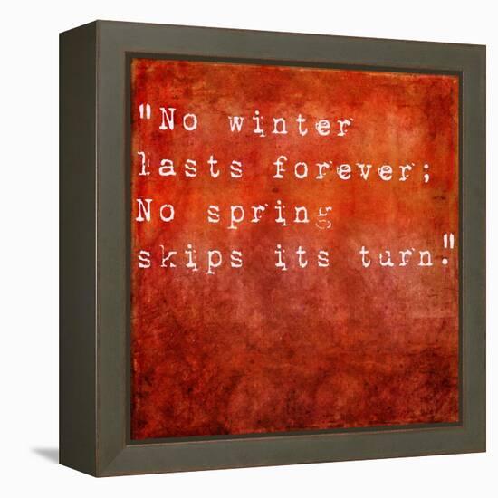 Inspirational Quote By Hal Borland On Earthy Red Background-nagib-Framed Stretched Canvas