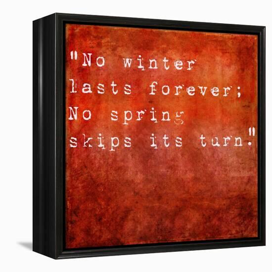 Inspirational Quote By Hal Borland On Earthy Red Background-nagib-Framed Stretched Canvas