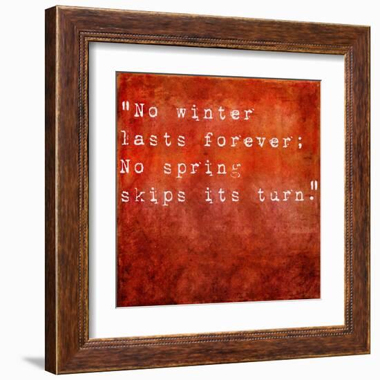 Inspirational Quote By Hal Borland On Earthy Red Background-nagib-Framed Art Print