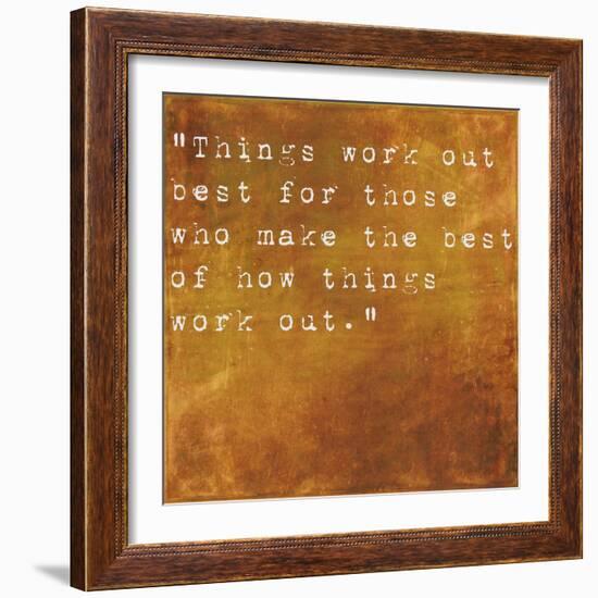 Inspirational Quote By John Wooden On Earthy Brown Background-nagib-Framed Art Print