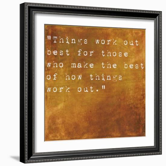 Inspirational Quote By John Wooden On Earthy Brown Background-nagib-Framed Art Print