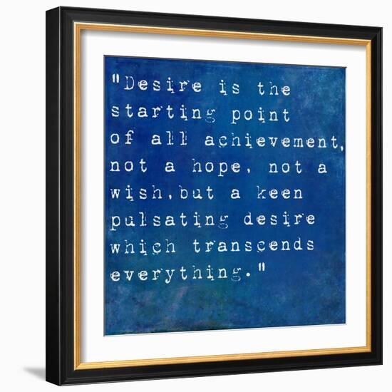 Inspirational Quote By Napoleon Hill On Earthy Blue Background-nagib-Framed Premium Giclee Print