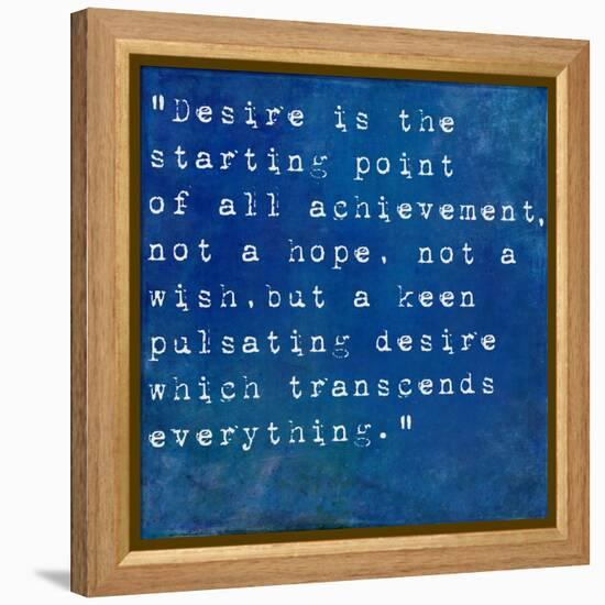 Inspirational Quote By Napoleon Hill On Earthy Blue Background-nagib-Framed Stretched Canvas