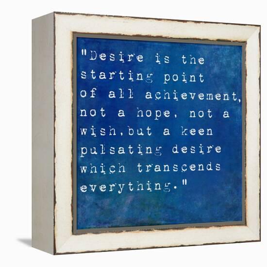 Inspirational Quote By Napoleon Hill On Earthy Blue Background-nagib-Framed Stretched Canvas