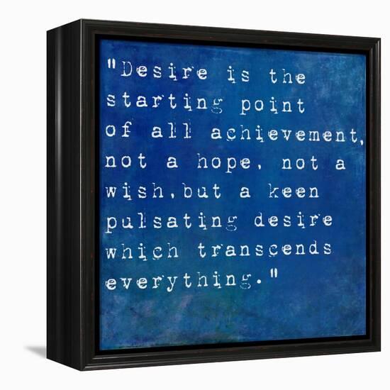 Inspirational Quote By Napoleon Hill On Earthy Blue Background-nagib-Framed Stretched Canvas