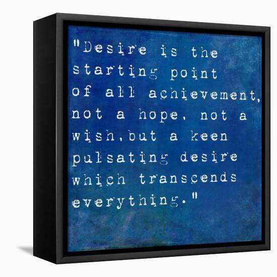 Inspirational Quote By Napoleon Hill On Earthy Blue Background-nagib-Framed Stretched Canvas