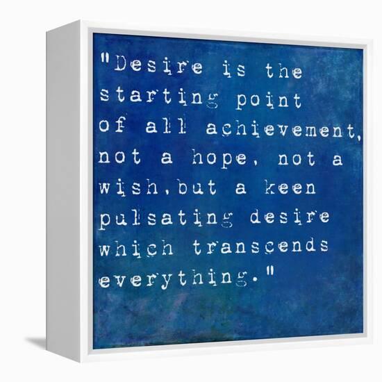 Inspirational Quote By Napoleon Hill On Earthy Blue Background-nagib-Framed Stretched Canvas