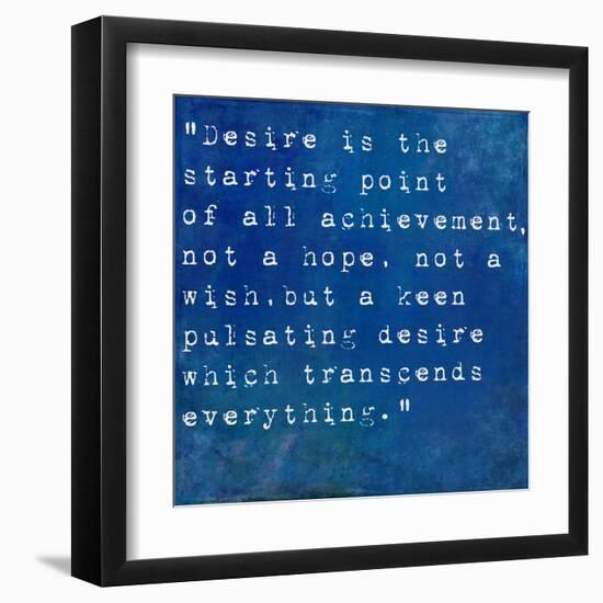 Inspirational Quote By Napoleon Hill On Earthy Blue Background-nagib-Framed Art Print