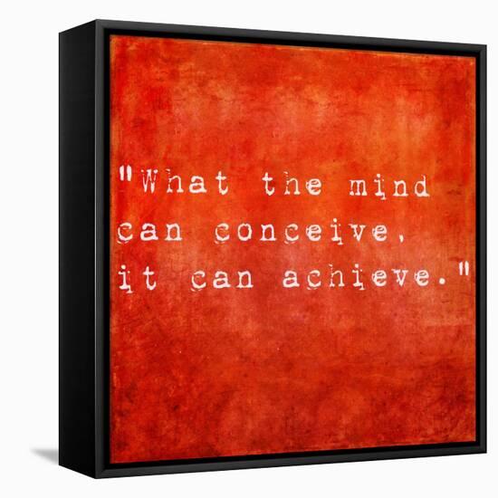 Inspirational Quote By Napoleon Hill On Earthy Red Background-nagib-Framed Stretched Canvas