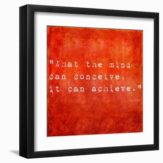 Inspirational Quote By Napoleon Hill On Earthy Red Background-nagib-Framed Art Print