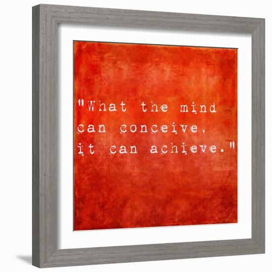 Inspirational Quote By Napoleon Hill On Earthy Red Background-nagib-Framed Art Print