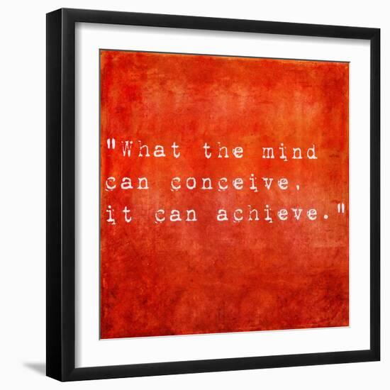 Inspirational Quote By Napoleon Hill On Earthy Red Background-nagib-Framed Art Print