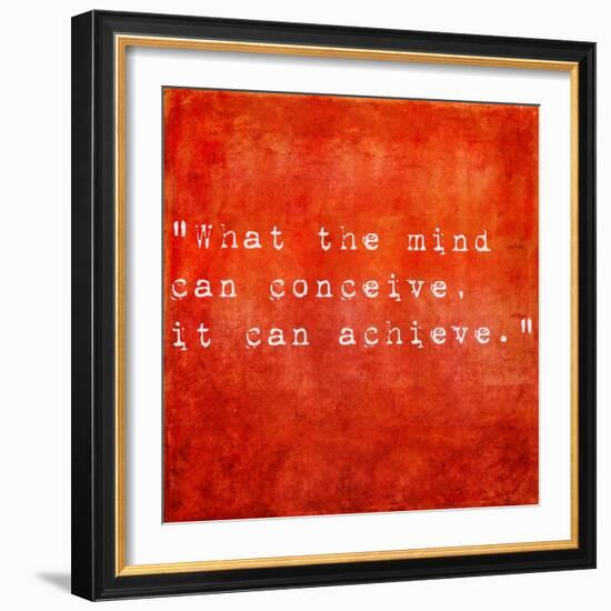 Inspirational Quote By Napoleon Hill On Earthy Red Background-nagib-Framed Art Print