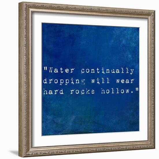 Inspirational Quote By Plutarch On Earthy Blue Background-nagib-Framed Art Print