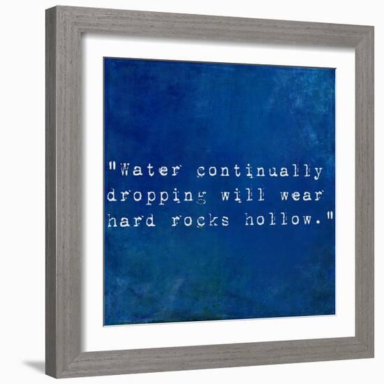 Inspirational Quote By Plutarch On Earthy Blue Background-nagib-Framed Art Print