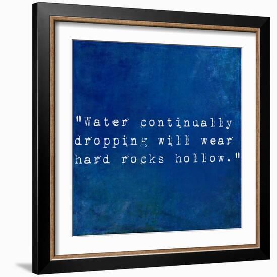 Inspirational Quote By Plutarch On Earthy Blue Background-nagib-Framed Art Print