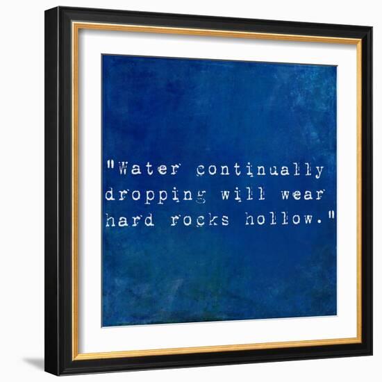 Inspirational Quote By Plutarch On Earthy Blue Background-nagib-Framed Art Print