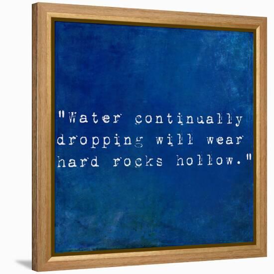 Inspirational Quote By Plutarch On Earthy Blue Background-nagib-Framed Stretched Canvas