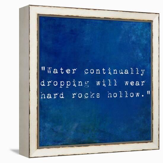 Inspirational Quote By Plutarch On Earthy Blue Background-nagib-Framed Stretched Canvas