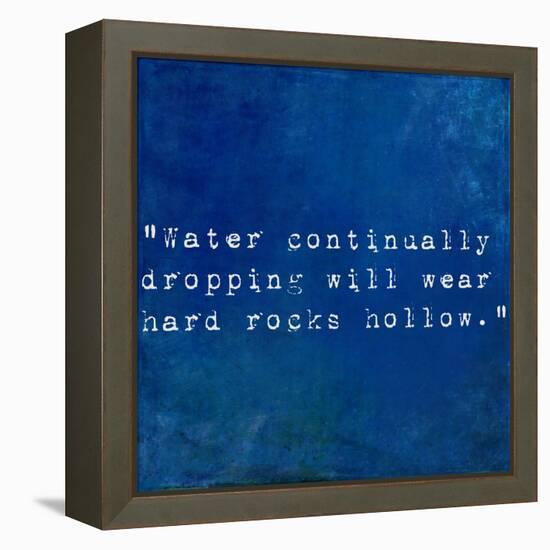 Inspirational Quote By Plutarch On Earthy Blue Background-nagib-Framed Stretched Canvas