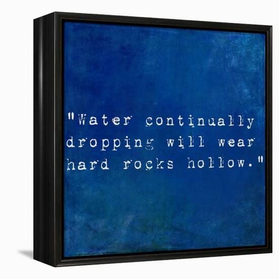 Inspirational Quote By Plutarch On Earthy Blue Background-nagib-Framed Stretched Canvas