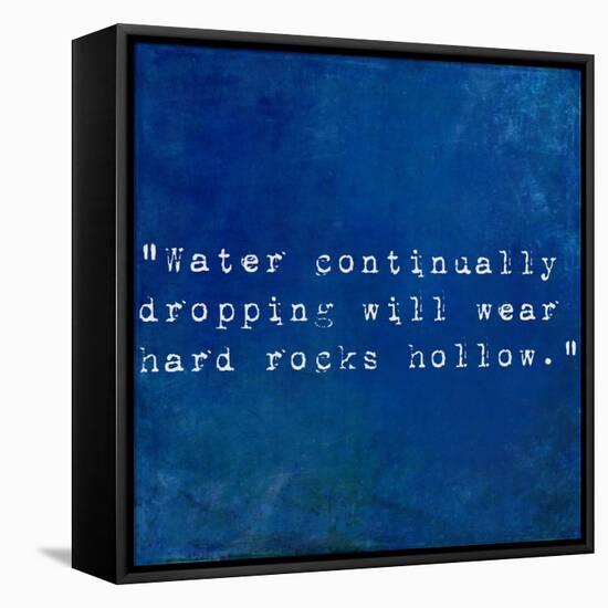 Inspirational Quote By Plutarch On Earthy Blue Background-nagib-Framed Stretched Canvas