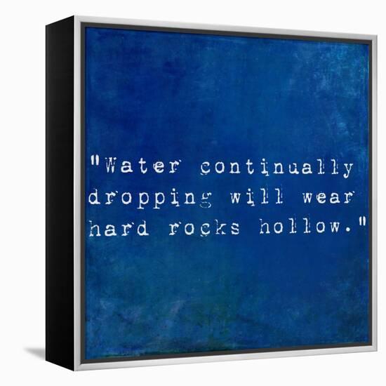 Inspirational Quote By Plutarch On Earthy Blue Background-nagib-Framed Stretched Canvas