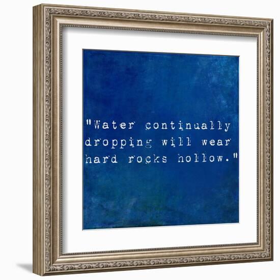 Inspirational Quote By Plutarch On Earthy Blue Background-nagib-Framed Art Print