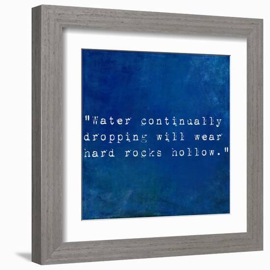 Inspirational Quote By Plutarch On Earthy Blue Background-nagib-Framed Art Print