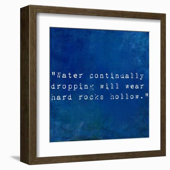 Inspirational Quote By Plutarch On Earthy Blue Background-nagib-Framed Art Print